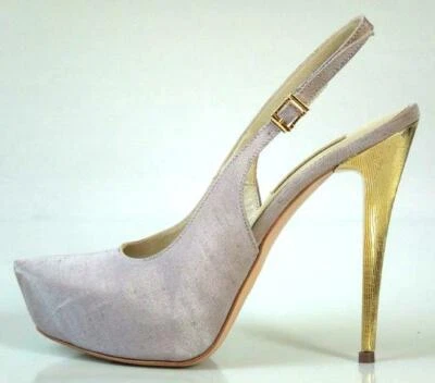 Zapatos de salón GIANMARCO LORENZI R & RENZI gris claro beige tacón dorado - SEXY $595 Foto 1 de 4
