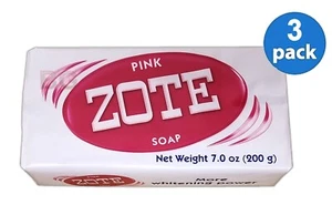Jabón de lavandería Zote rosa ropa 7 oz barras detergente cocina Jabon (3 barras) - Imagen 1 de 2