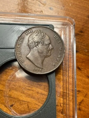 1831 Penny - GREAT BRITAIN - BEAUTIFUL HISTORICAL WILLIAM IV COPPER UK w/ Case! - Image 1 of 4