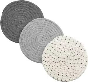 Potholders Set Trivets Set 100% Pure Cotton Thread Weave Hot Pot Holders Set (Se - Picture 1 of 12