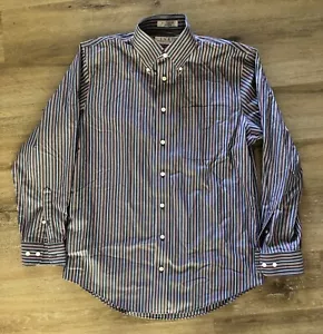 ENRO Striped Long Sleeve 80's 2 Ply Non-Iron Button Up Shirt Size L *missing tag - Picture 1 of 6