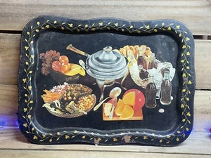 Vintage Coca Cola Fondue Cheese Party Black Metal Tv Serving Tray 1950's 1960's  - Picture 1 of 4