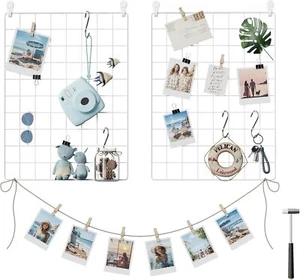 Wall Grid for Photo, Metal Wall Grid Panel,DIY Wire Photo Hanging Display,S Hook - Picture 1 of 7