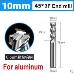 10mm Schaftfräser HRC45 3F 75MM Länge VHM Fräser für Aluminium - Bild 1 von 8