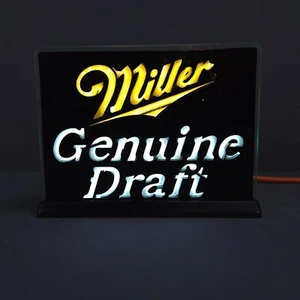 Vintage Miller Original Fassbier Schild Tischplatte beleuchtet USA Elektriglas schwarz - Bild 1 von 16