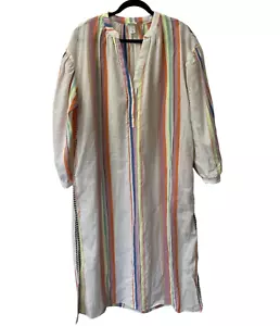 Lemlem x H&M Dress Kaftan Caftan Striped Women Medium Liya Kebede NO BELT Size M - Picture 1 of 9
