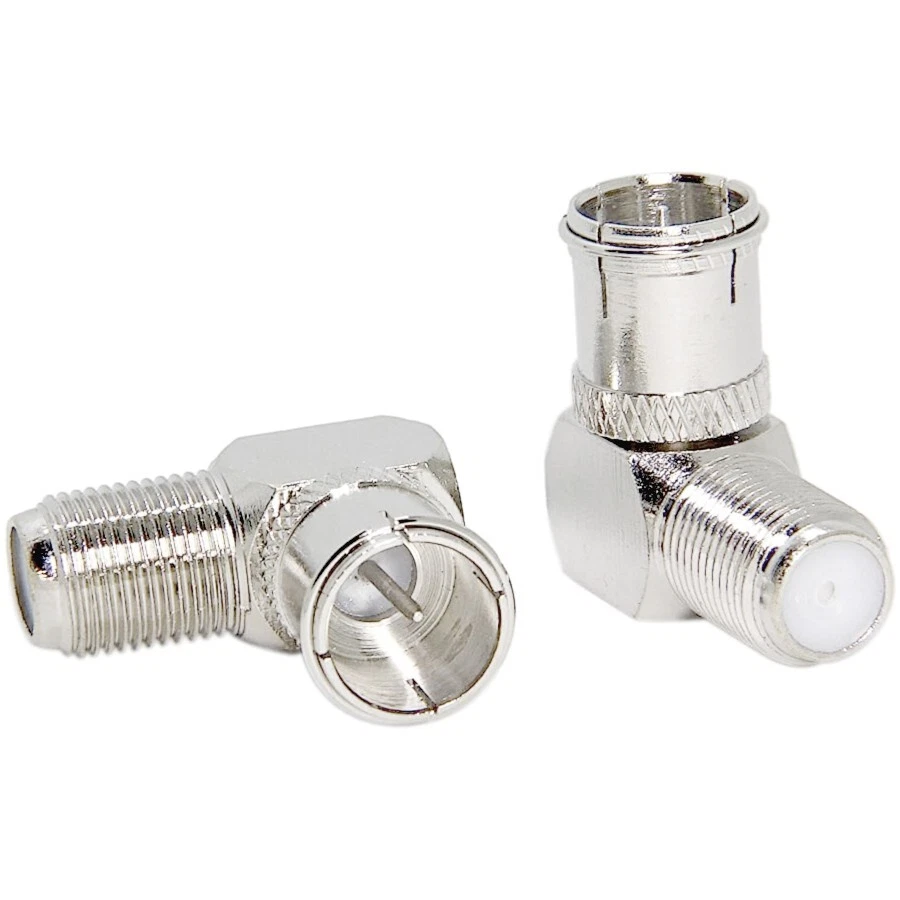 F Typ Quick Connect Rechter Winkel 90 Grad M/F Koax TV Push-On Adapter Stecker - Bild 1 von 1