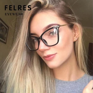 Fashion Cat Eye Anti Blue Light Reading Glasses For Women Retro Oversize Glasses - Picture 1 of 24