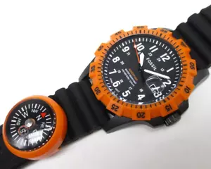 Fossil FS5733 Adventure Compass Watch Men's Wristwatch Black Orange w/Case - Picture 1 of 10
