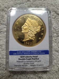 1849 Liberty Head Double Eagle Replica-Proof Ltd Edition of 9999 24K Gold Plated - Bild 1 von 2