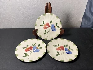 Blue Ridge Southern Potteries Set Of 3 Red & Blue MCM Bread Butter Plate 6 1/4” - Picture 1 of 3