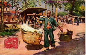 CP3082 - CARTE POSTALE LA COCHINCHINE  par L.FREQUENEZ - COOLIE BLANCHISSEUR - Foto 1 di 2