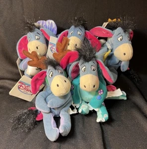 Lot Of 5 Disney Winnie The Pooh Plush Bean Bag Eeyore Cupid Reindeer Dinosaur - Picture 1 of 13