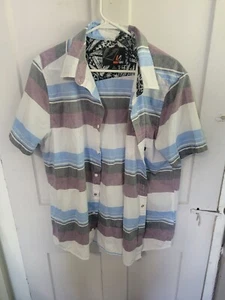Amplify Mens Striped Button Up Short Sleeve Shirt XL Extra Large - Picture 1 of 1