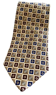 Corbata para hombre Stanley Blacker 100 % seda azul caqui granate diseños cuadrados Foto 1 de 4