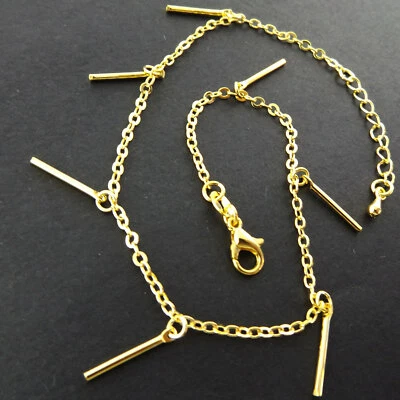 Anklet XL Bracelet Real 18k Yellow Gold G/F Solid Dangly Link Design 22-25cm - Image 1 of 3