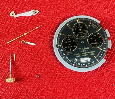 Pulsar Quartz Chronograph N944 Movement Parts Alarm Timer Dial Hands Crown - Image 1 of 4