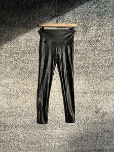 Spanx Leggings Donna Nero Medio Ecopelle Pantaloni Modellanti Alti - Foto 1 di 7
