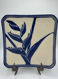 Lee Hawaii Art Pottery Signed Square Plate HELICONIA FLOWER Vintage 7 1/2” - Picture 1 of 4