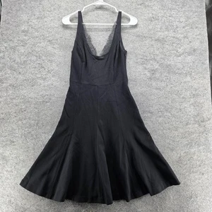 Altuzarra Dress Womens 4 Black Sleeveless Lace Trim Midi Flare Tank Cocktail - Picture 1 of 8