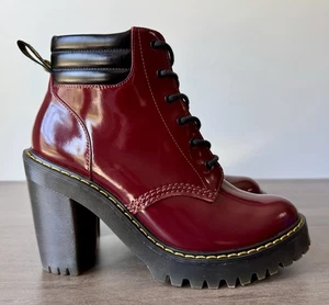 Dr. Doc Martens Persephone Kirsche Burgunderrot Plateau High Heels Stiefel Damengröße 8 - Bild 1 von 12