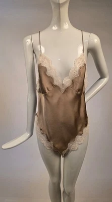 DEADSTOCK VINTAGE EARLY 80’S LACE TRIMMED SILK TEDDIE SLIP W MATCHING JACKET - Image 1 of 4