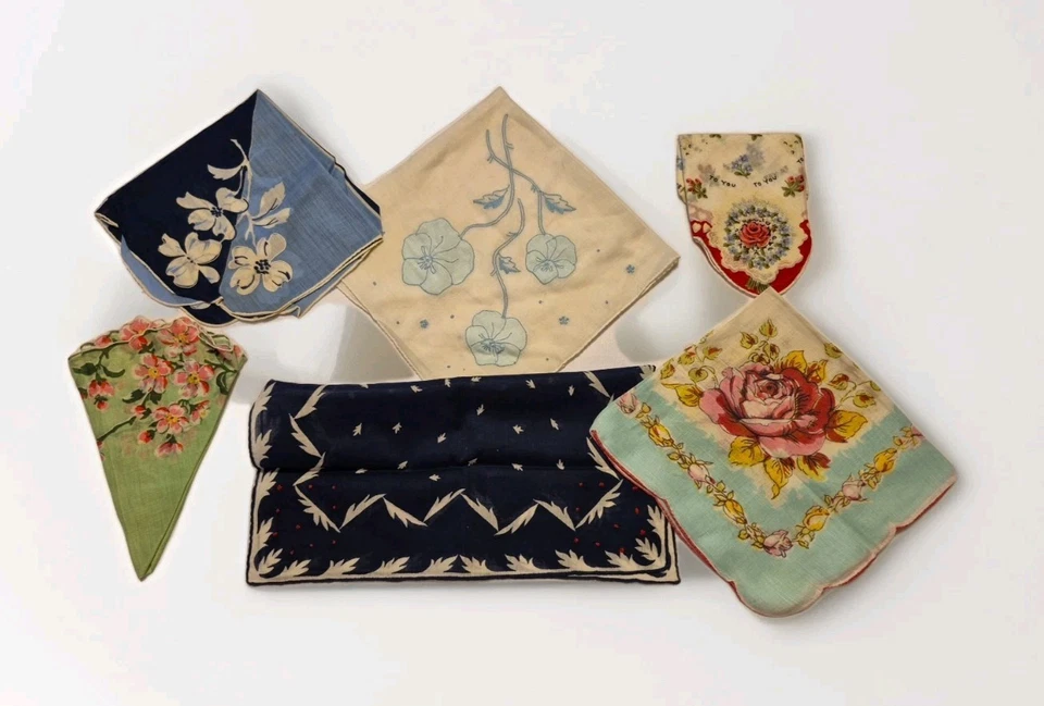 BONITO Pañuelo Diseño Floral Lote de 6 Estilos Diferentes ~ DE COLECCIÓN Foto 1 de 4