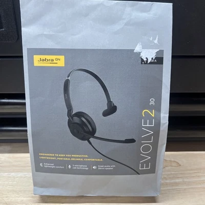 Jabra Evolve2 30 MS 2 Built-in Microphones Wired Headset - Black -NIB F - Image 1 of 4