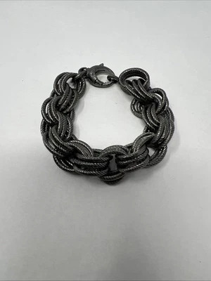QVC Vintage MILOR Italy Bronze Gunmetal Twisted Link 7-3/4" Bracelet - Image 1 of 4