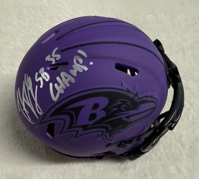 TRENT DILFER HAND SIGNED BALTIMORE RAVENS RAVE MINI HELMET W/ BECKETT COA + SB35 - Image 1 of 3
