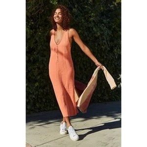Free People Beach Bailey Maxi Abito Donna Grande Maglione Maglia Arancione Nuovo con etichette - Foto 1 di 8
