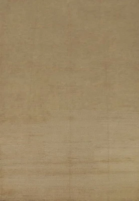 Gold Gabbeh Style Area Rug 6x9 Ft Hand-Knotted Solid Modern Wool Carpet - Image 1 of 4