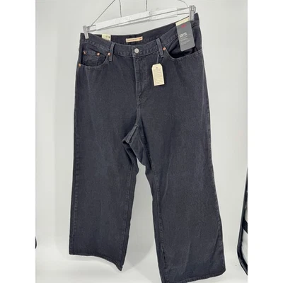 Levi's Premium Big E Ribcage Wide Leg Jeans Womens Size 18W Black Wash Denim - Image 1 of 4