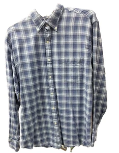 Peter Millar Flannel Shirt Men's Large Long Sleeve Blue Plaid Lightweight Casual - Picture 1 of 8