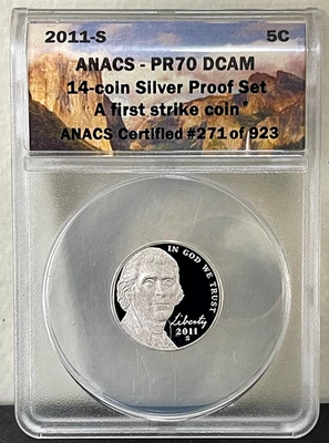 2011-S ANACS PR70DCAM Jefferson Nickel Proof 5C - Image 1 of 2