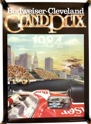 1984 Budweiser Cleveland Grand Prix Poster 28x20 Bob Norck IndyCar CART Racing - Image 1 of 4