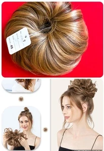 THICK X-LARGE Messy Bun Honey Blonde Scrunchie Wrap Hair Extensions as Human - Picture 1 of 9