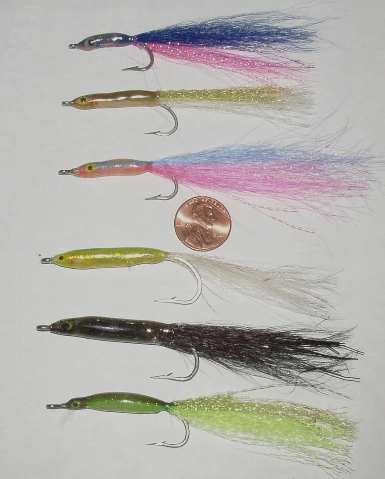 6 EPOXY SAND EELS SALTWATER FLIES / LURES  TEASERS STRIPERS FREE SHIPPING - Image 1 of 1