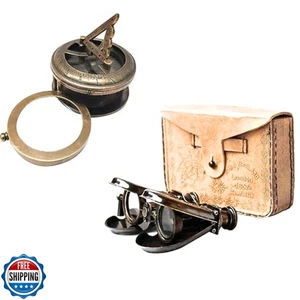 Nautical Christmas Ornaments – Black Antique 1857 London Binoculars with Leat - Picture 1 of 5