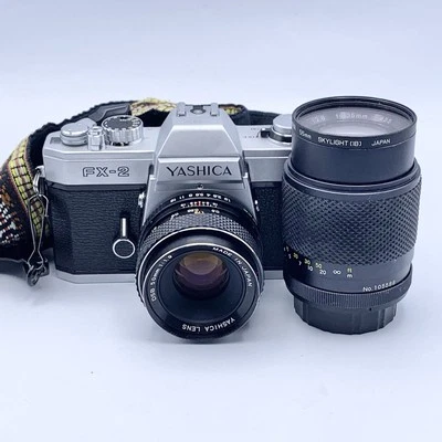 Yashica FX-2 35mm SLR Film Camera w/ 50mm & 135mm Lenses Bundle Tested - Image 1 of 4