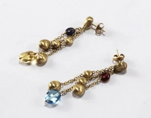 MARCO BICEGO GEMME CONFETTI 18K YELLOW GOLD 3-STRAND DANGLE CHANDELIER EARRINGS - Picture 1 of 6