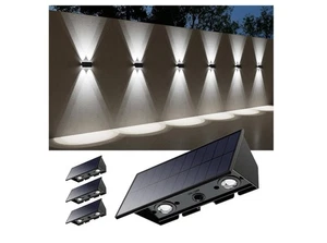 4 Pack Solar Powered Up and Down Cool White Outdoor LED Wall Lights - Picture 1 of 3