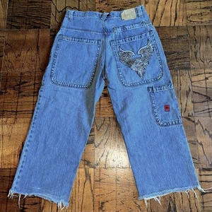 Men’s Y2K JNCO 85 Eagle Embroidery Baggy Wide Leg Size 31 Skate Jeans - Picture 1 of 13