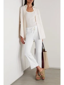 James Perse Los Angeles Cropped Supima Cotton-Terry Track Pant - White 2/6 - Picture 1 of 11