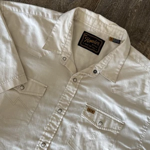 Howler Bros Pearl Snap Hemd Herren XL Beige Kurzarm Western Cowboy Taschen - Bild 1 von 9