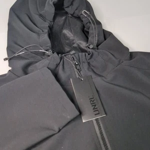 UNRL Mens Jacket Medium Black Soft Shell Hooded Lightweight XL NWT - Picture 1 of 9