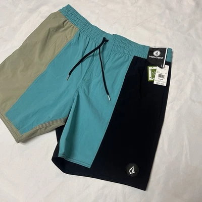 NEW LIDO LIBERATOR TRUNKS - TEMPLE TEAL LARGE HYBRID BOARDSHORTS -SWIM -SKATE - Image 1 of 4