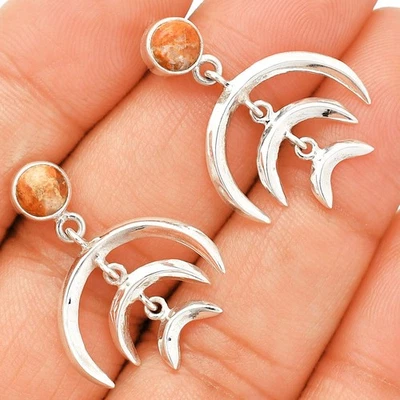 Pendientes de plata de ley 925 coral esponja roja natural joyería E-1249 Foto 1 de 4