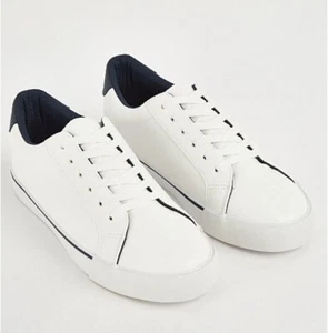 New Men's George White Lace Up Trainers Size UK 8 - Picture 1 of 5
