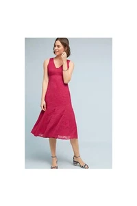 Moulinette Soeurs 2 Anthropologie Persephone strukturiertes ärmelloses Midikleid pink - Bild 1 von 8